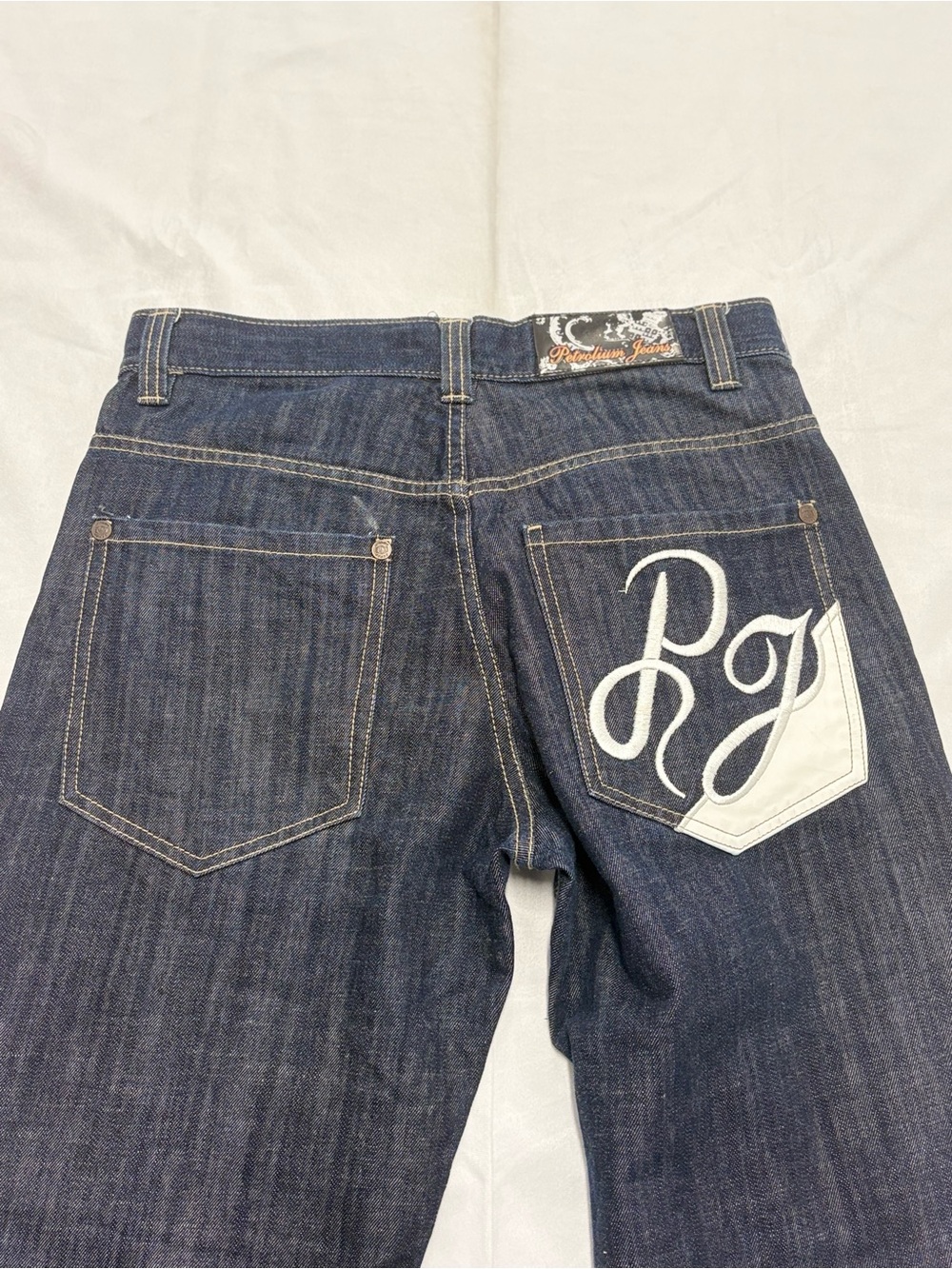Y2K 2000s Style Embroidered Petroleum Jeans | $50